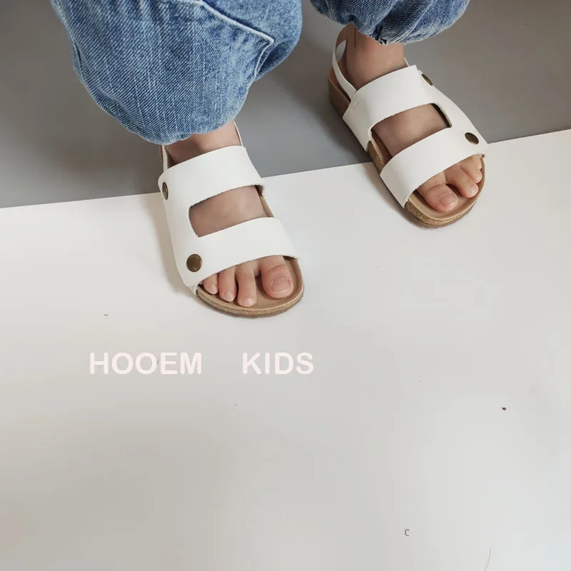 

Children Cork Sandals Summer of 2021 New Solid Color Casual Fashion Sandals Boys and Girls Hollow Wooden Cork Shoes