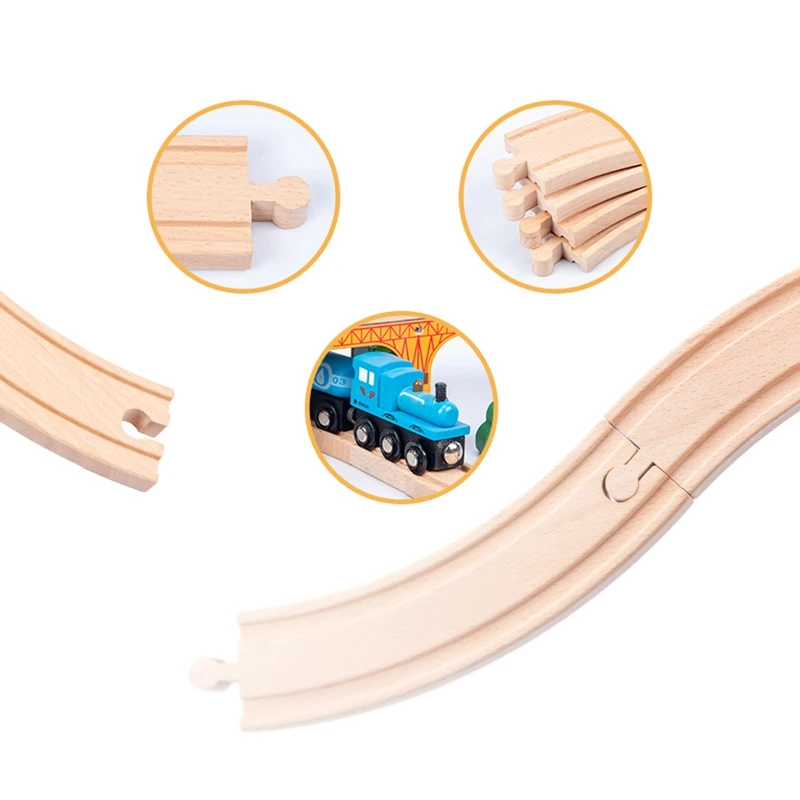 

Wooden Train Track Toy Accessories Set Kids Wood Train Railway Educational Toy