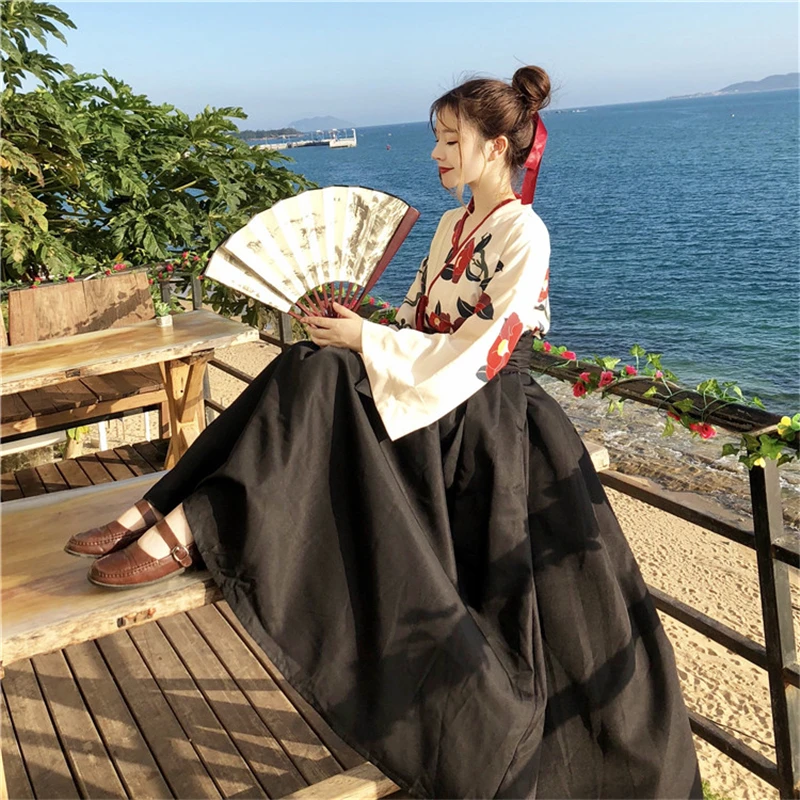 2019 Kawaii японский стиль летнее модное кимоно с цветочным принтом Haori для девочек