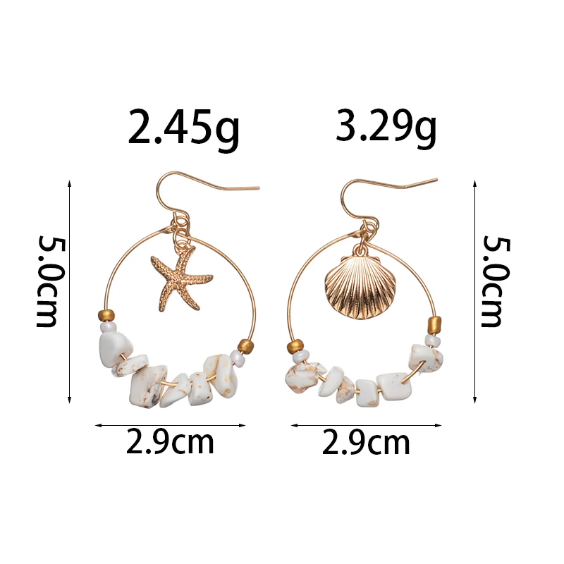 Серьги в богемном стиле трендовые серьги с камнями большие круглые морская