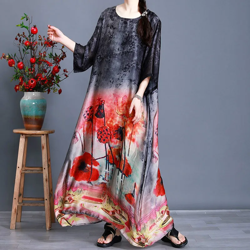 

Женское Двухслойное асимметричное платье средней длины, свободное двухслойное платье из тенселя с круглым вырезом и рукавом до локтя, боль...