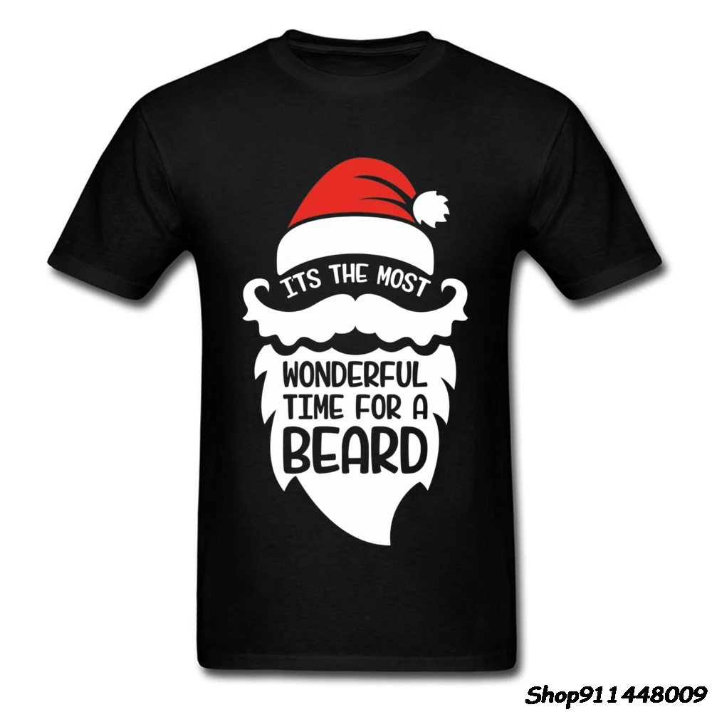 Забавная футболка с Санта Клаусом Мужская надписью Wonderful Time для бороды