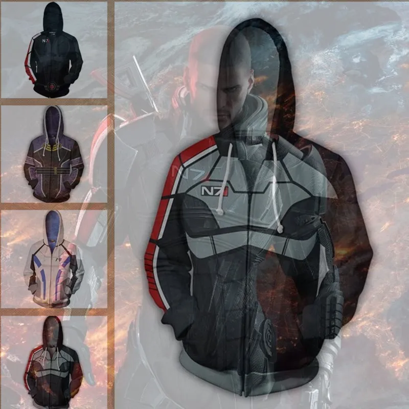 Игра Mass Effect ME1 N7 Косплей Аниме Толстовка костюм Толстовка Куртка пальто для мужчин и женщин Новинка