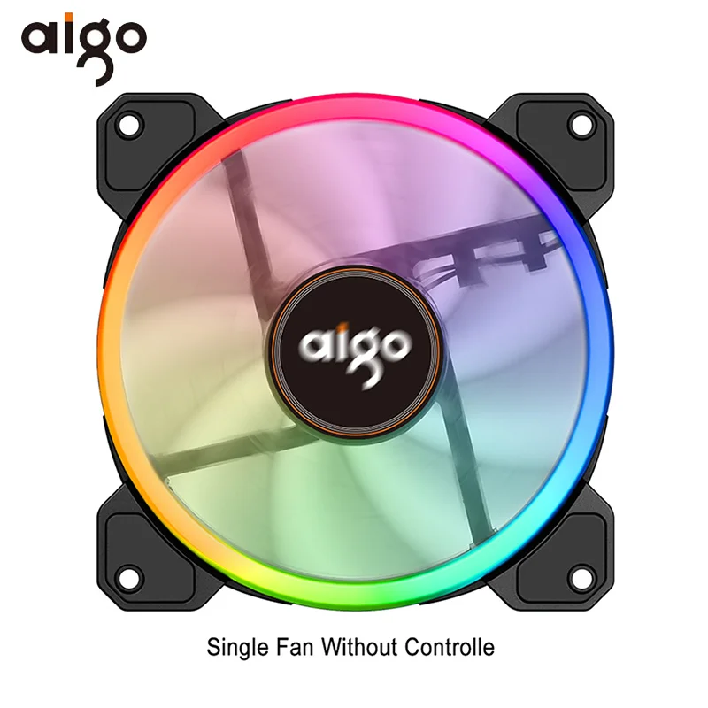 1 fan only Aigo DR12 120 мм кулер вентилятор двойной Aura RGB PC Вентилятор охлаждения для компьютера бесшумный игровой чехол с ИК-пультом дистанционного управления am3 am4 - Цвет лезвия: 1 fan only