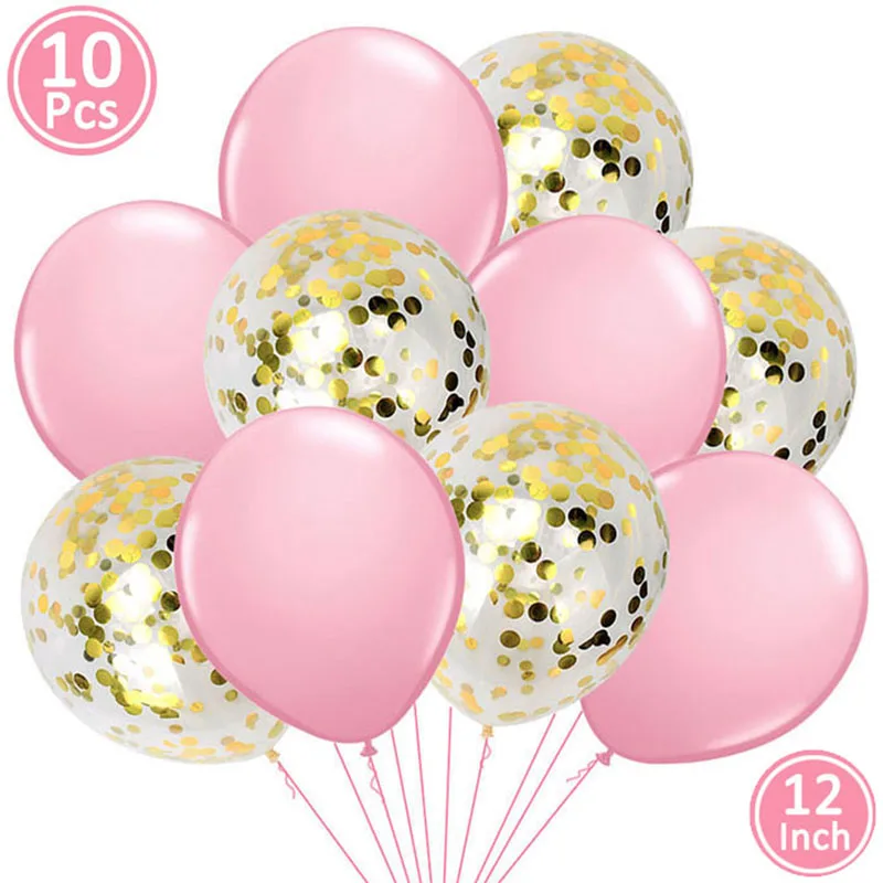 gold pink 10 шт смешанный воздушный шар "Конфетти" Свадебные украшения для детского душа Девичник вечерние DIY Настольные принадлежности - Цвет: gold pink