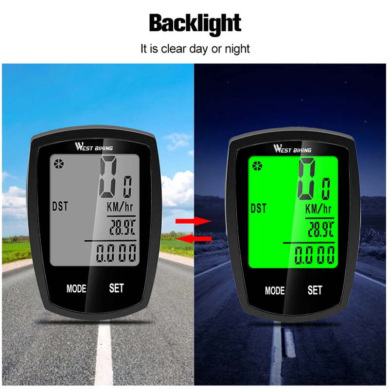 Водонепроницаемый велосипедный компьютер проводной светодиодный цифровой