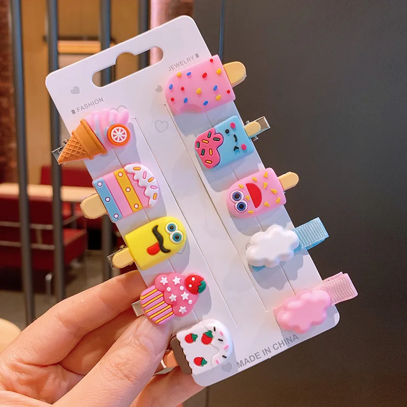 

Новинка детская мультяшная заколка для волос с мороженым корейский милый фруктовый головной убор Радужная принцесса челка заколка для вол...