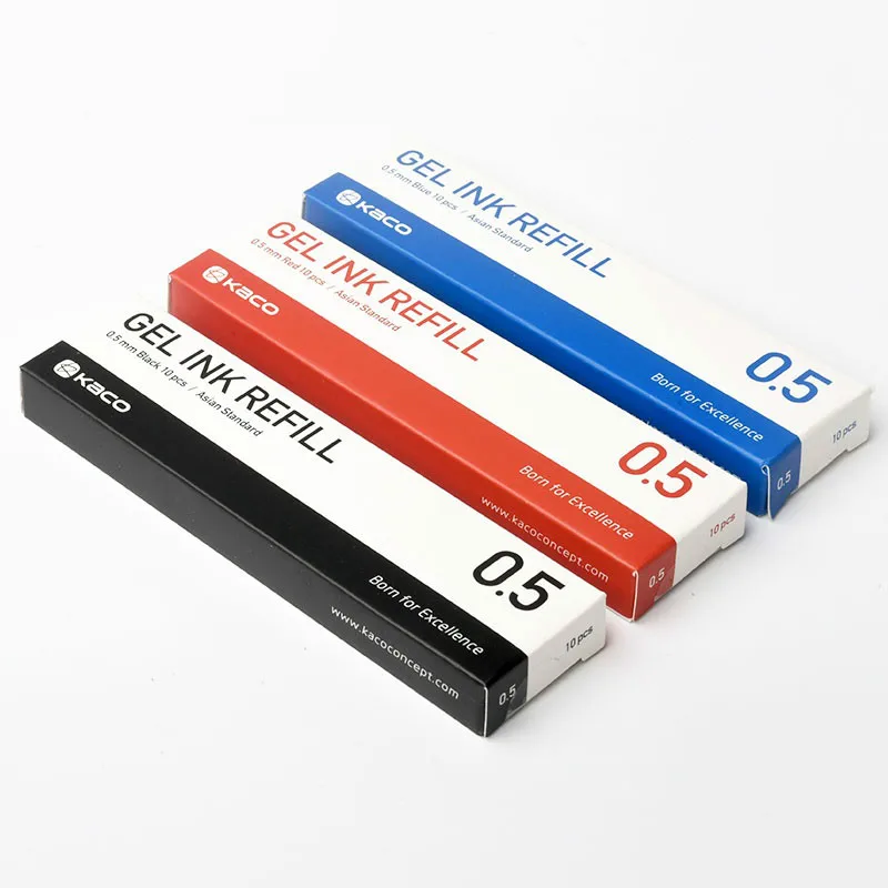 

Чернила Синие/черные/красные/красочные для ручки Xiaomi KACO 0,5 мм, ручка для подписи для школы и офиса, плавное письмо, прочный сменный стержень для подписи, 10 шт.