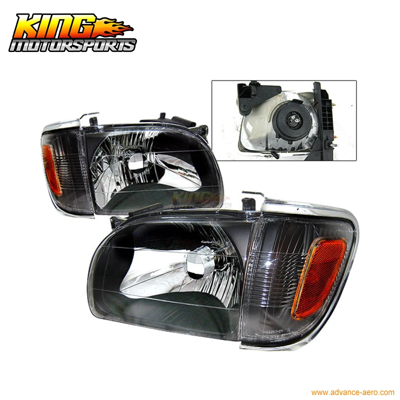 Подходит для 01 02 03 04 Toyota OE Tacoma черные фары + Угловые сигнальные лампы Amber USA Domestic