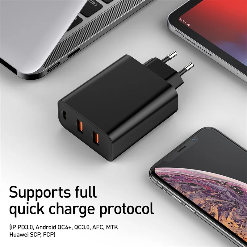 Baseus 60 Вт Быстрая зарядка 4 0 3 Мульти USB зарядное устройство для iPhone samsung iPad Pro Macbook SCP