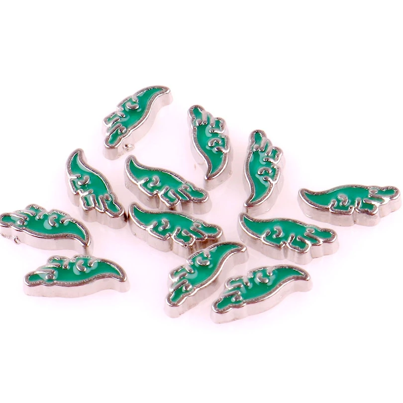 20 шт./лот с эмалью милый животный динозавр плавающий кулон подвески фурнитура