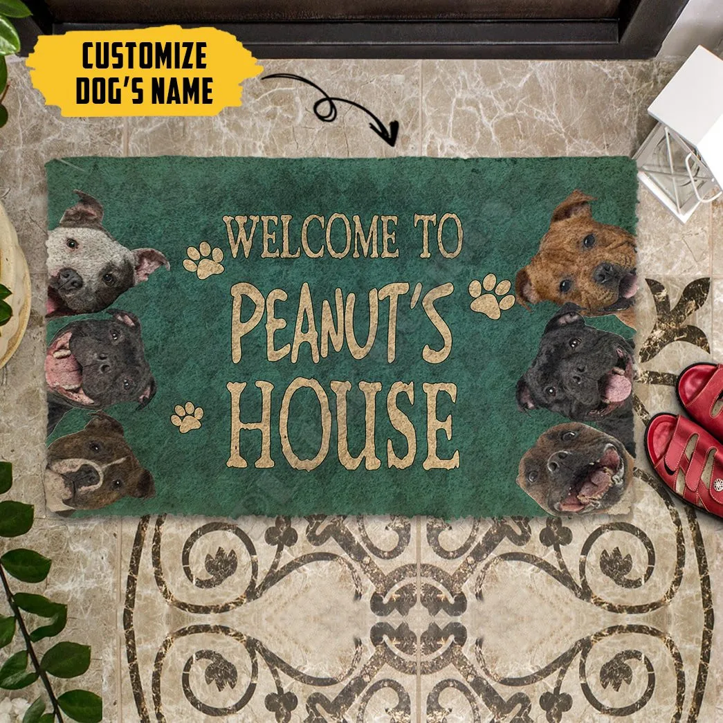 

3D Staffordshire Bull Terrier Welcome You Doormat Indoor Doormat Non Slip Door Floor Mats Decor Porch Doormat