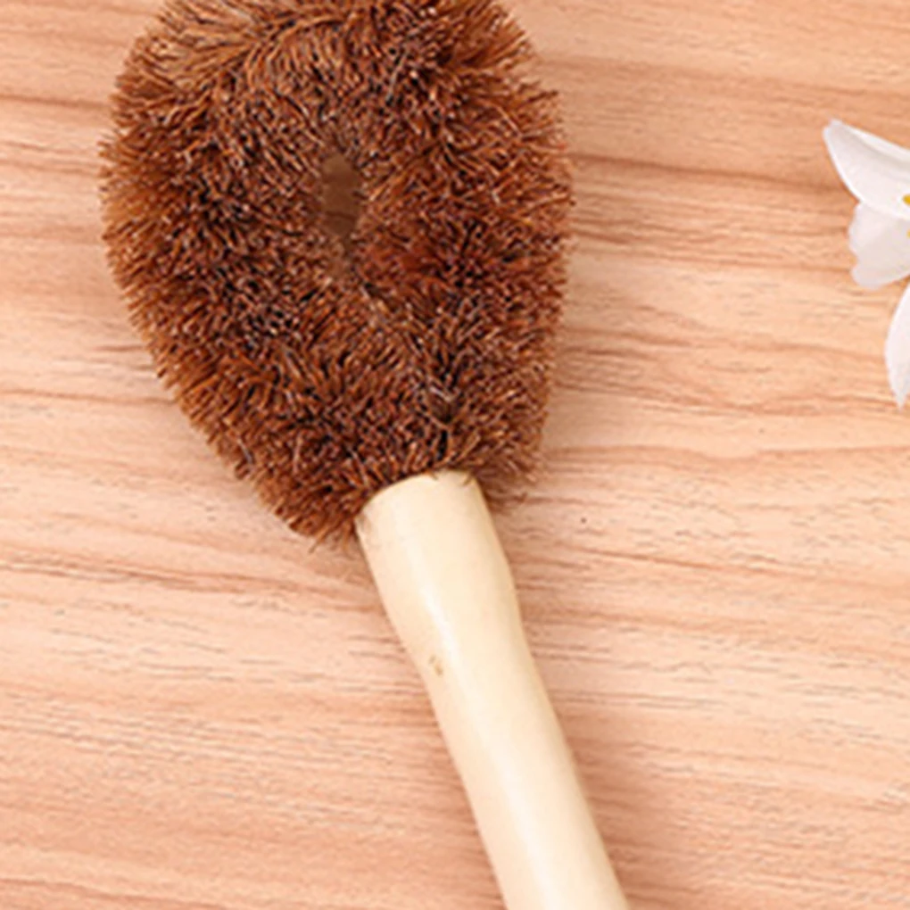 Длинная щетка для мытья посуды из кокосового волокна антипригарная зеркальная