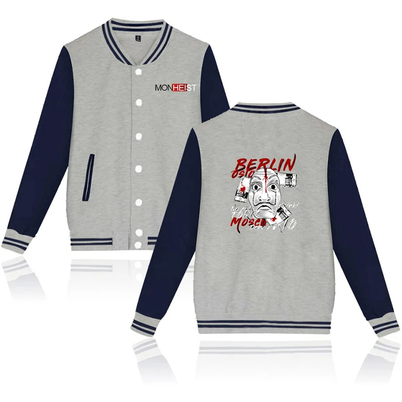 Money Heist La Casa De Papel Baseball Jacket Coat Fashion Men Women Hoodie Sweatshirts Long Sleeve Homme Hoodies Jackets Top 4XL | Мужская
