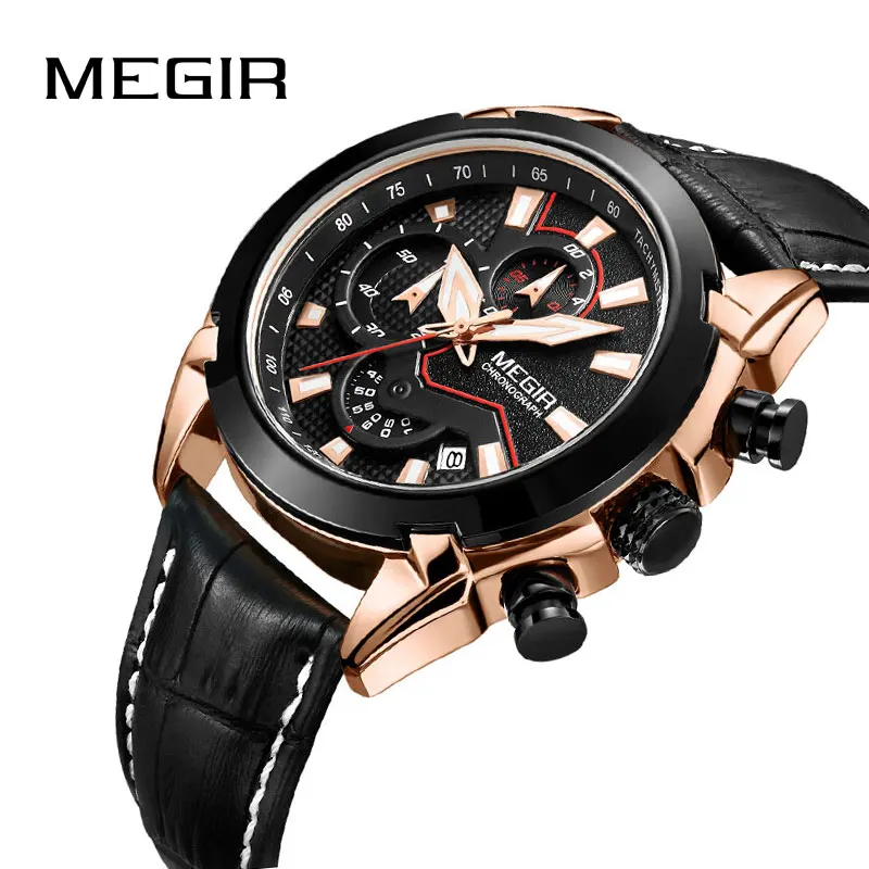 Часы MEGIR Мужские кварцевые с хронографом модные армейские спортивные деловые в