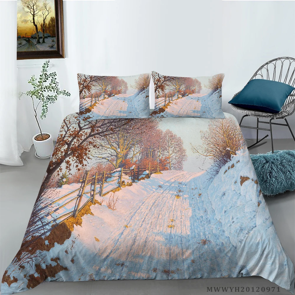 

New Arrival 3D Printing Forest Snow Scene Printing Bedding set Duvet cover with pillowcases Twin Full Queen King sizes 2/3pcs