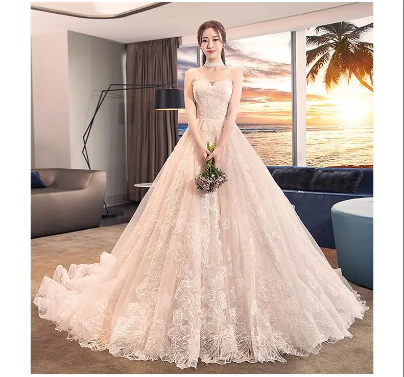

New Wedding Dress Lace Bridal Gowns 2020 Women White Gown Weddingdress For Bride Simple Robe De Mariee Boheme Ball Dresses
