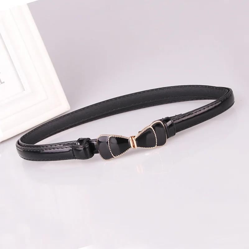 

Korean Waist Strap Women's Leather Belt Thin Fashion Bowknot Casual Pin Buckle 1.4cm Wide Belts For Women Ladies Waistband Riem