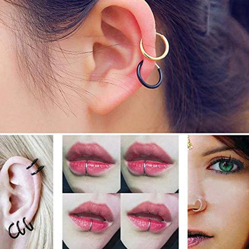 

1PRS Stainless Steel Simple Circle Round Ear Piercings Helix Piercings Lip Labret Nose Rings Earring Piercings Punk Body Jewelry