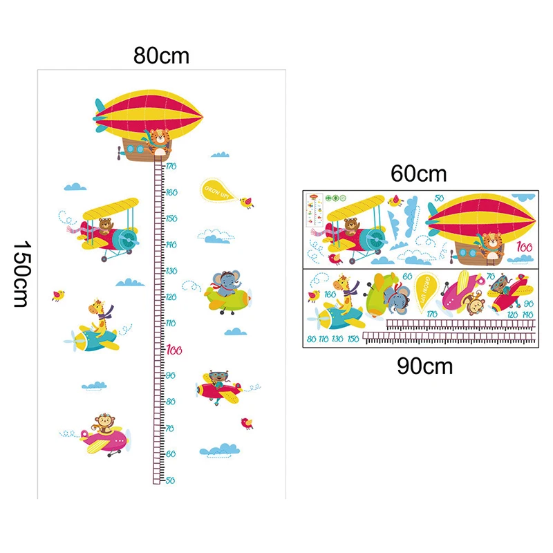 Наклейки на график роста детей Мультяшные наклейки для измерения высоты стену