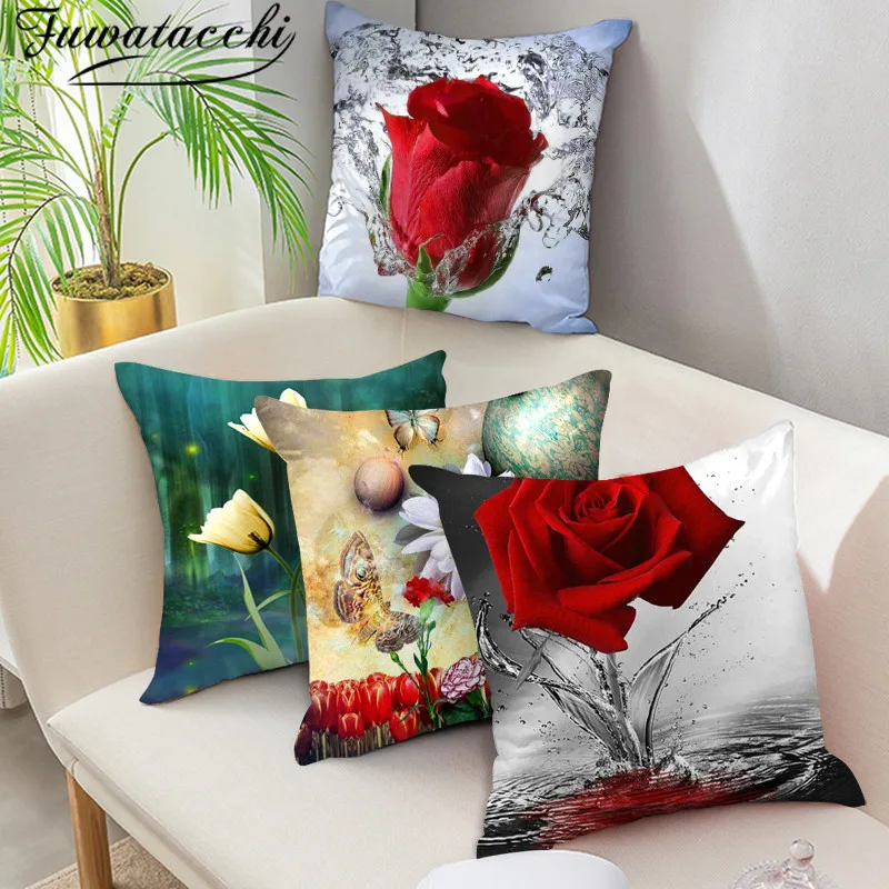 Чехол для подушки Fuwatacchi с цветным цветочным узором декоративная подушка чехол