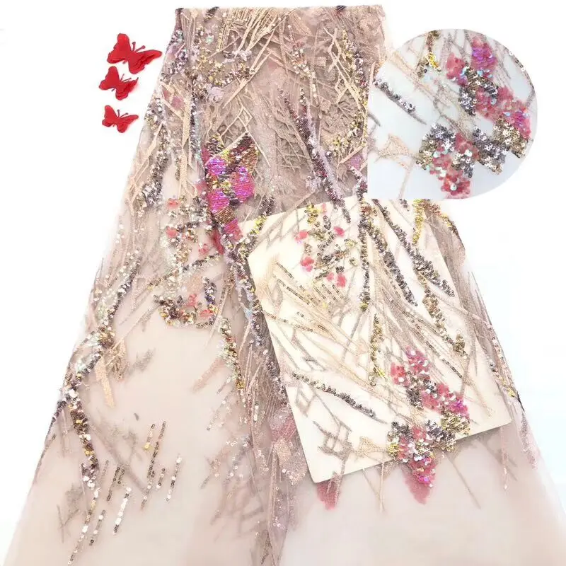 nigerian lace fabric classic french net with sequins top sale tulle SYJ-9951 | Дом и сад