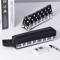 1pc kawaii music pencil case piano keyboard large capacity square canvas pencil pouch bag student stationery office school gifts