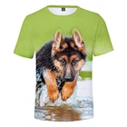 Индивидуальная футболка с 3D принтом Футболка для немецкой овчарки МужскаяЖенская милая одежда с собакой Молодежная летняя модная футболка с животными для мальчиков