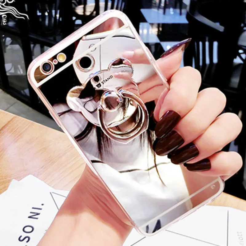 Роскошный блестящий зеркальный чехол подставка для iPhone 12 11 Pro Max XR X XS 6 7 8 Plus SE2020