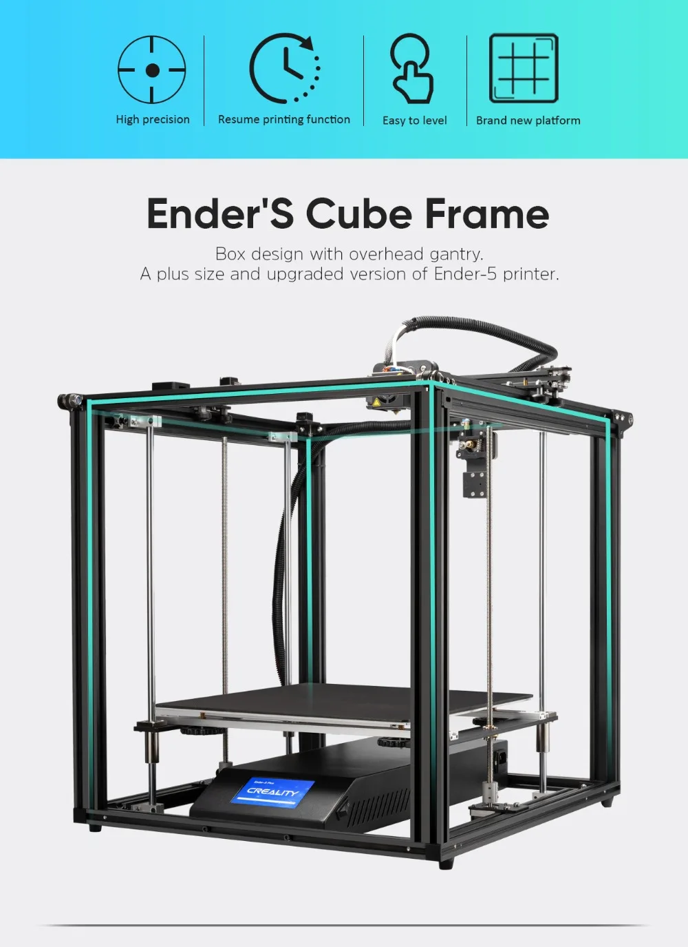 Ender-5 Plus 3D Принтер Высокоточный большой размер 350*350*400 принтер 3D Автоматическое выравнивание, двойная ось Z отключение питания восстановление Creality 3D