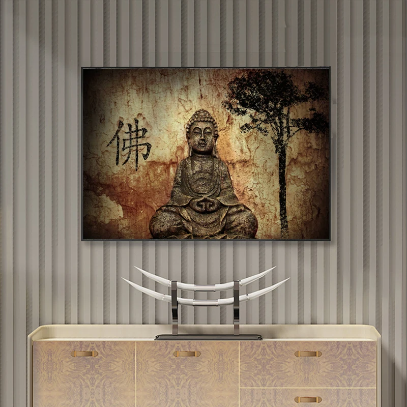 Винтажная картина будды в китайском стиле рисунок на холсте картины для гостиной