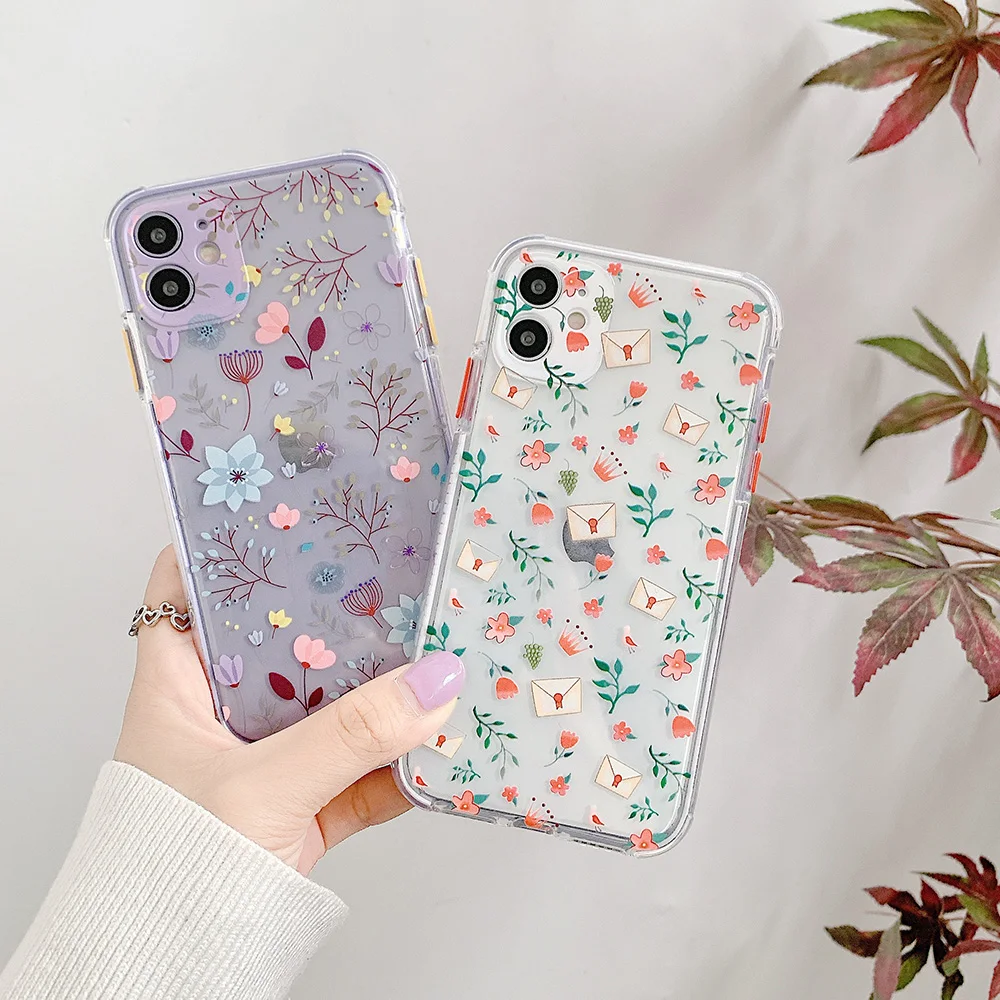 

EKONEDA Cute Floral Women Case For iPhone 13 12 11 Pro Max 7 8 Plus X XR XS Max Clear Silicone Protective Phone Cover Case