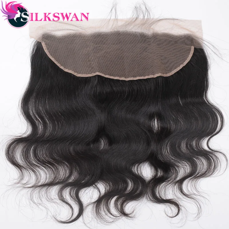 Silkswan волосы бразильские 13*4 Кружева Фронтальная волна тела Remy человеческие от уха
