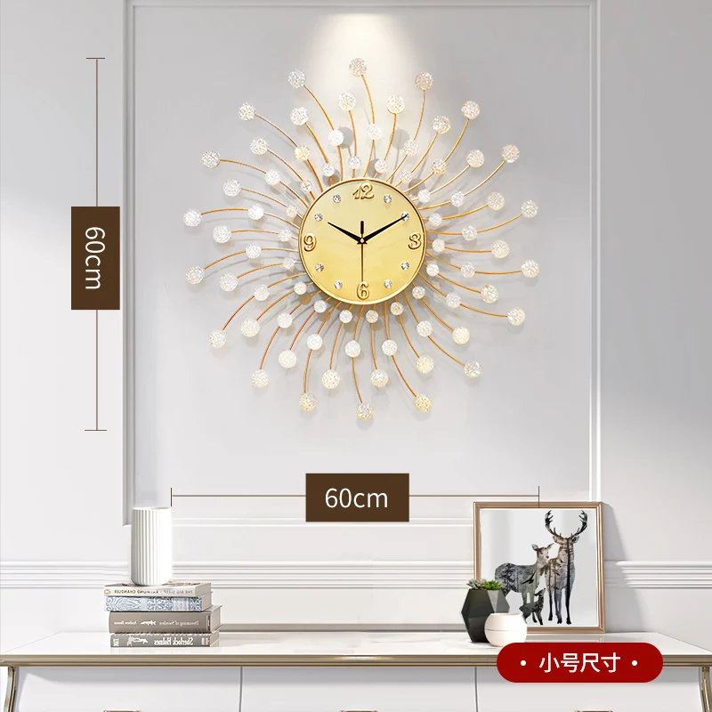 

Silent Gold Wall Clock Nordic Metal Luxury Creative Living Room Round Large Wall Clock Mechanism Duvar Saati Home Decor BE50WC