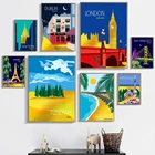 Знаменитый постер аниме путешествия, марокканский Лондон, Париж, пейзаж, холст, живопись, печать, настенные картины для домашнего интерьера, Декор
