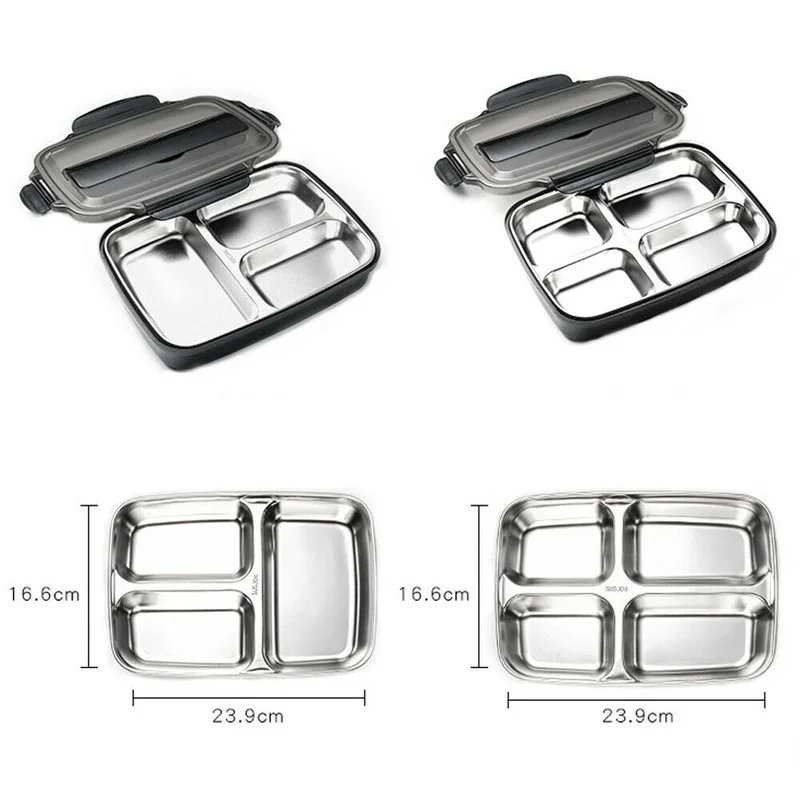 

Portable 304 Stainless Steel Lunch Box Compartment Bento insulation female Box office worker Kitchen Leakproof Food Container