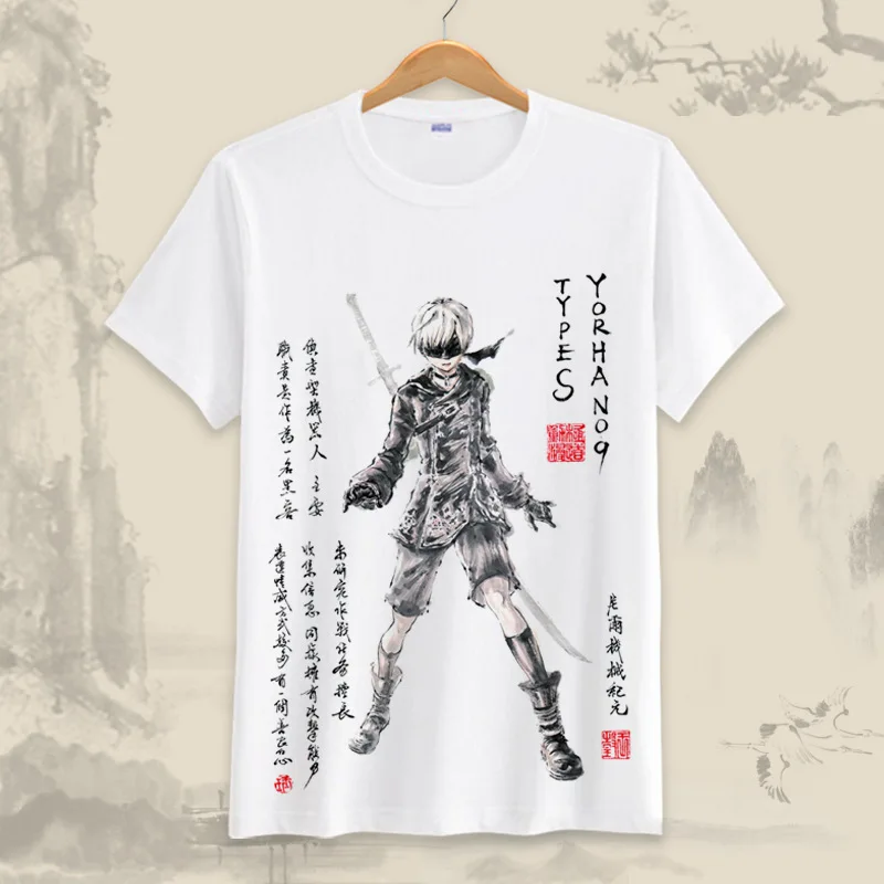 Футболка для косплея с японским аниме ниус: Automata 2B тип 9S Эмил летняя футболка