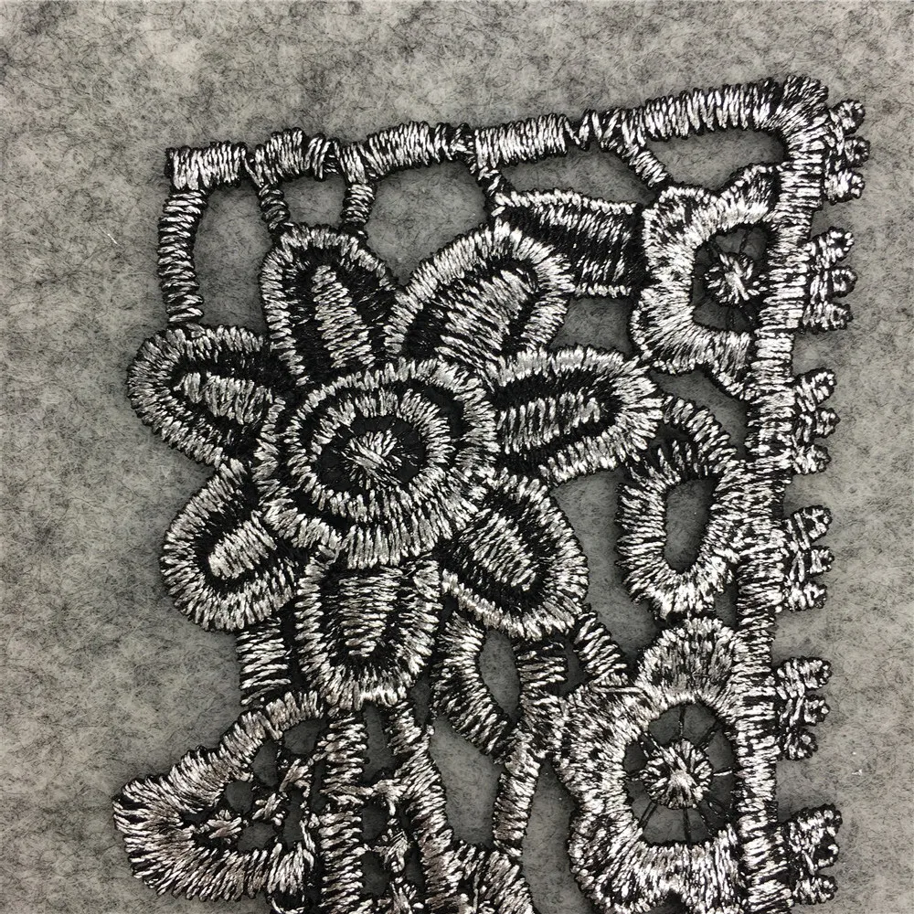 Новый стиль серебряная вышивка цветок кружевное декольте ткань сделай сам