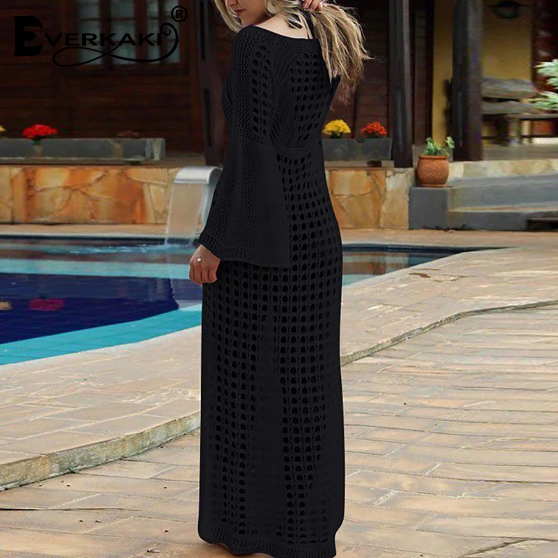 Everkaki Boho выдалбливают Сплошное Длинное платье женский комбинезон для