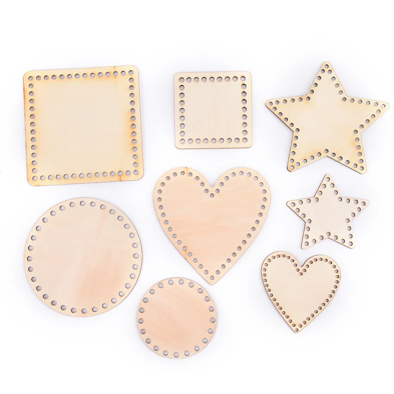 

1Pcs Natural Wooden Basket Bottom Heart Shape Crochet Basket Wood Base For DIY Basket Yarn Weaving Supplies Craft Making