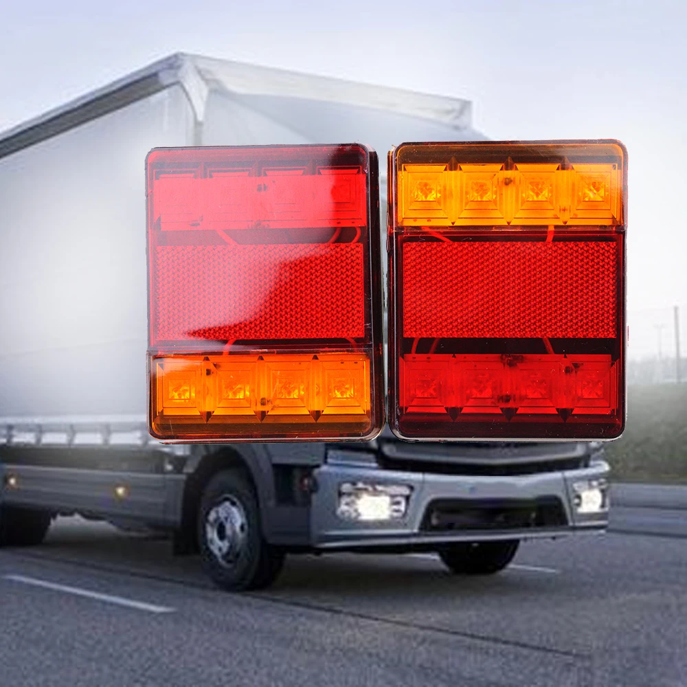 2 шт. Водонепроницаемые задние фонари для грузовика 12V с LED-подсветкой, стоп-сигналом, индикатором заднего хода и туманными фарами для прицепа и автомобильных фонарей Taillight on.