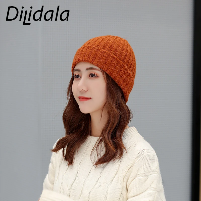 Dilidala женские шапки купольные вязаные осень зима уличная флисовая шерстяная