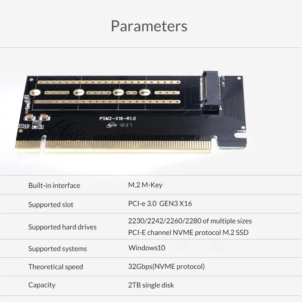 интерфейс orico pci e express m 2 m key ssd m 2 nvme к pci e 30 x16 gen3 карт