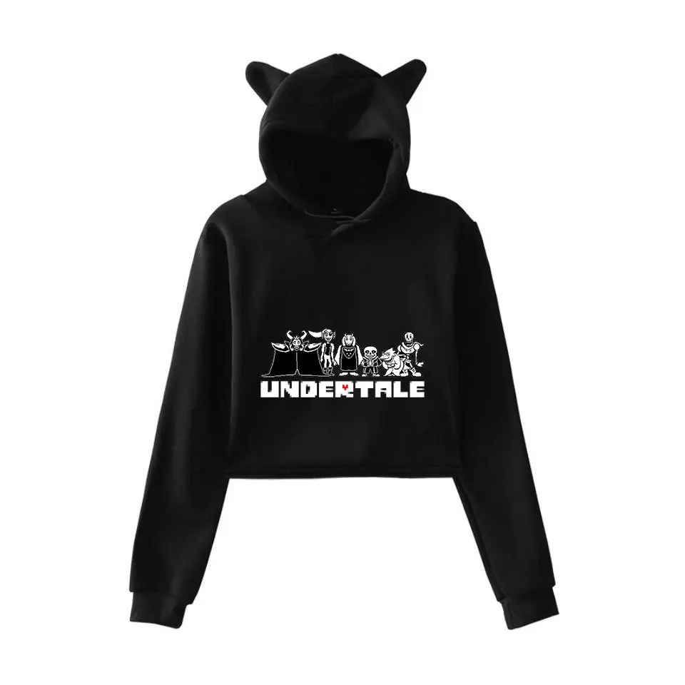 

Новинка толстовка с кошачьими ушками Undertale 2021 новый дизайн с рисунком Санс Модные женские толстовки свитшоты топы Женская одежда