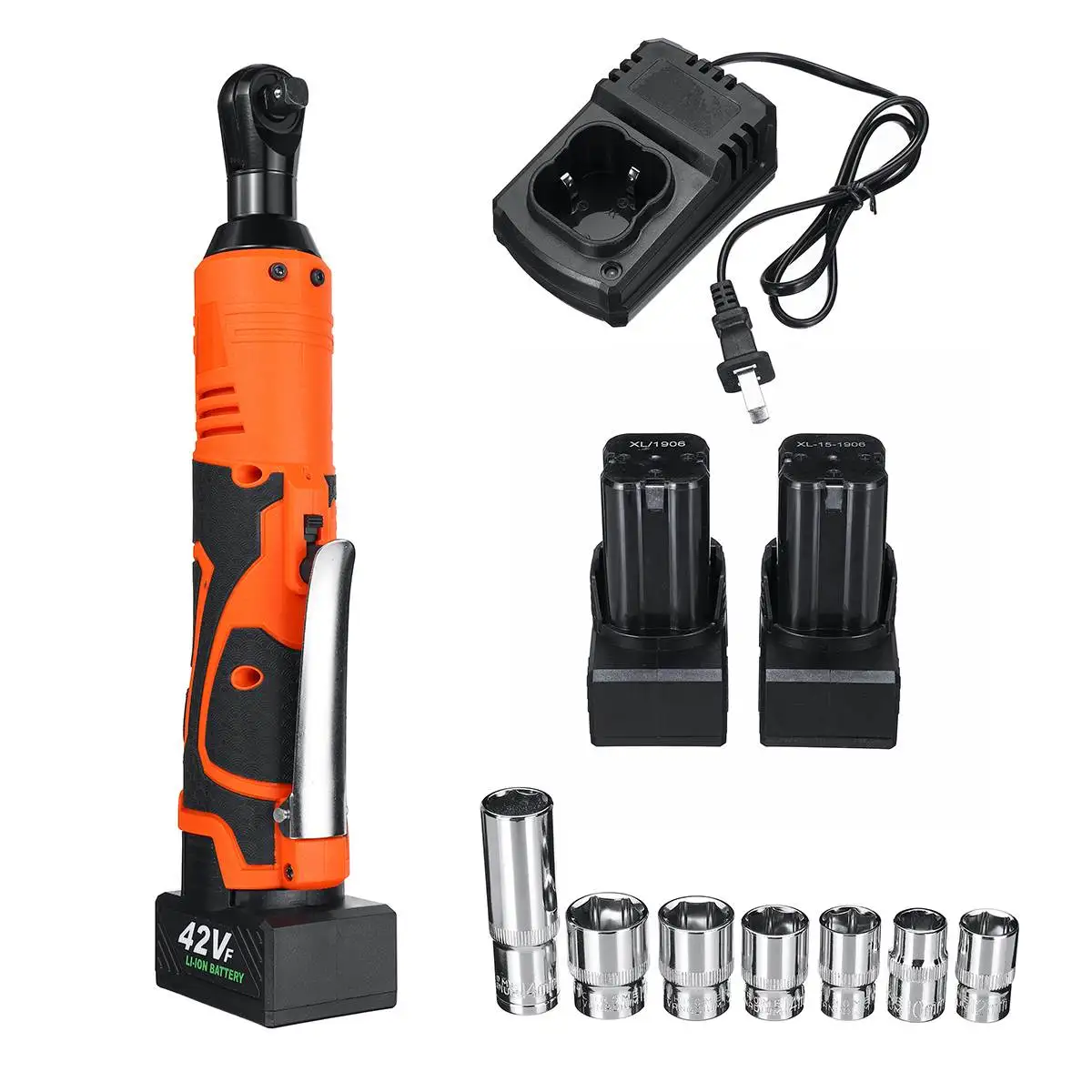 

doersupp Electric Ratchet Wrench 3/8" 8000mAh Rechargeable Cordless LED Light Ratchet Angle Wrenches With 7Pcs Socket Adapter