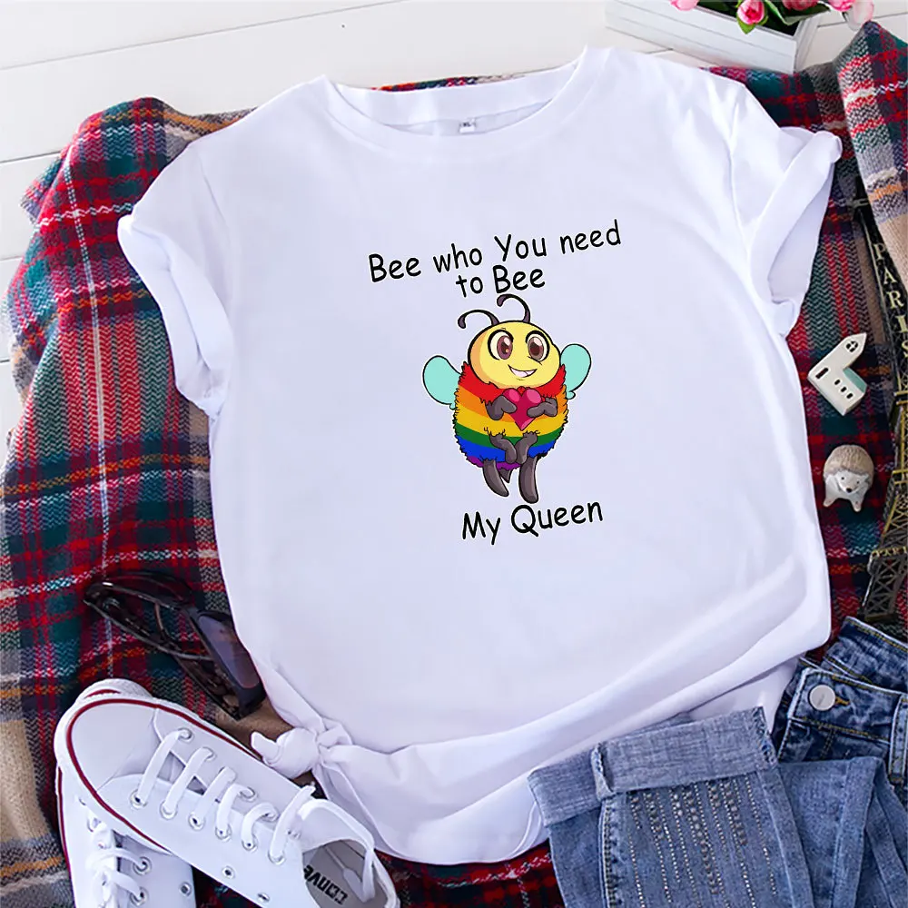 

Летняя Хлопковая женская футболка 5XL с принтом в виде пчелы, футболка с коротким рукавом и графическим принтом, повседневные женские топы с ...