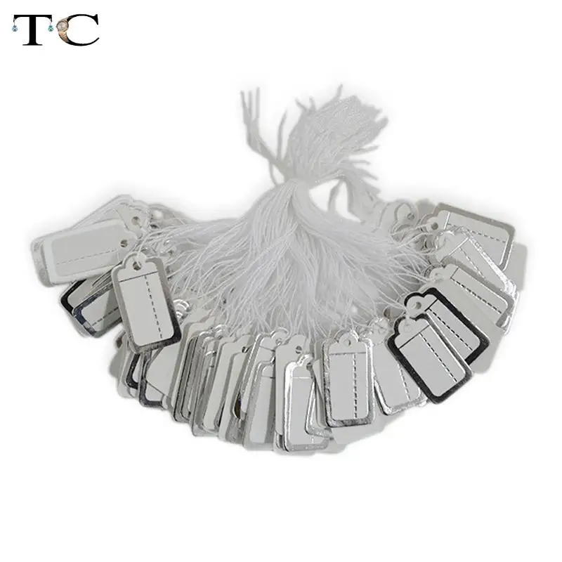 

100 pcs Jewelry Strung Pricing Price Tags with String Silver Merchandise Cloth Label,FREE SHIPING