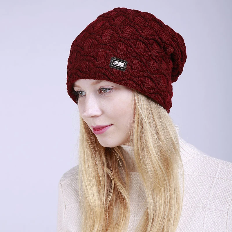 Зимние шапки для женщин вязаная шапка в стиле хип-хоп женская теплая громоздкая