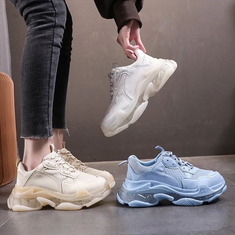 Women's Chunky Sneakers Thick Bottom Platform Vulcanize Shoes Fashion Breathable Casual Running Shoe for Woman Female Dad Shoes