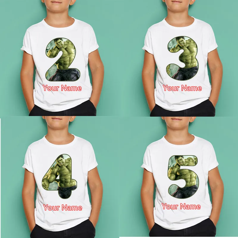 Футболка с цифрами на день рождения для мальчиков и девочек топы коротким